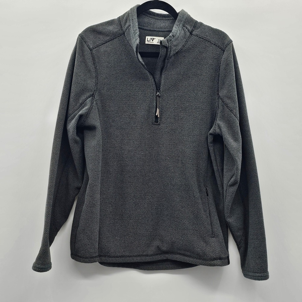 LIV Outdoor‎ Pullover Mens Medium Gray Quarter Zip Long Sleeve Winter